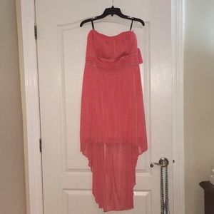 Pink high low prom dress.